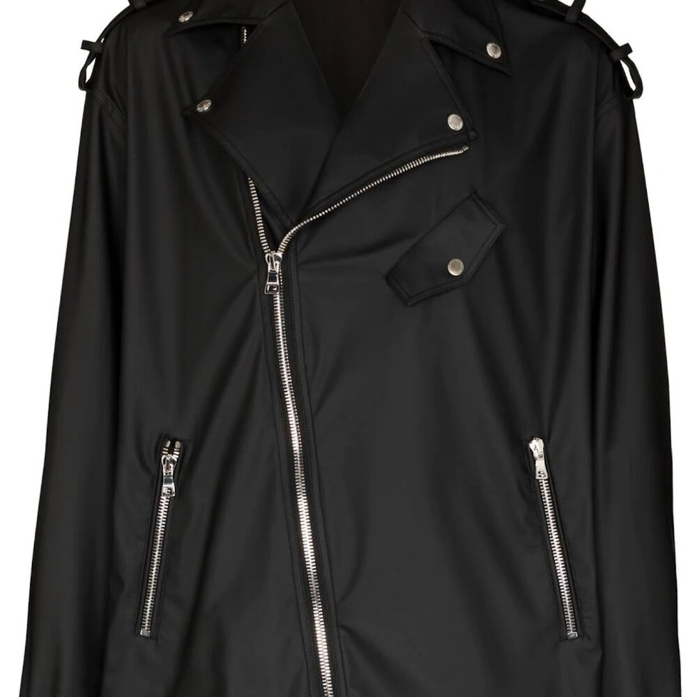 New Balmain logo-print oversized biker jacket